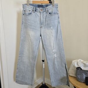 Lucky Brand Lucky Pins High Rise Wide Leg Distressed Side Slit 8/29 (25 inseam